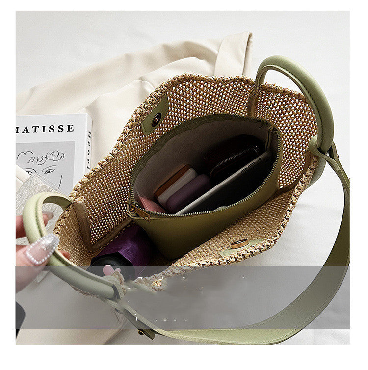 WeaveEase™ – Two-Tone Contrast Woven Shoulder Bag