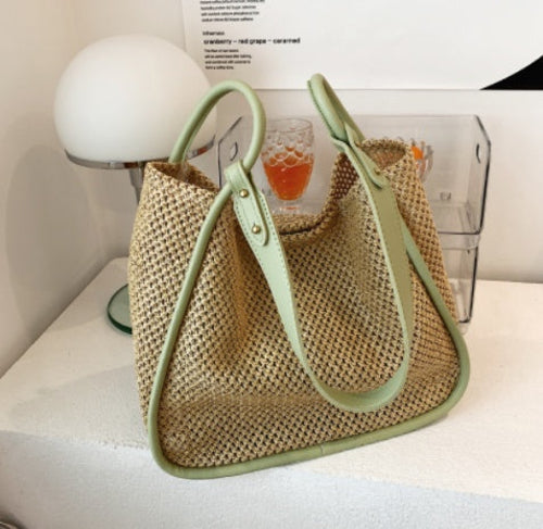 WeaveEase™ – Two-Tone Contrast Woven Shoulder Bag