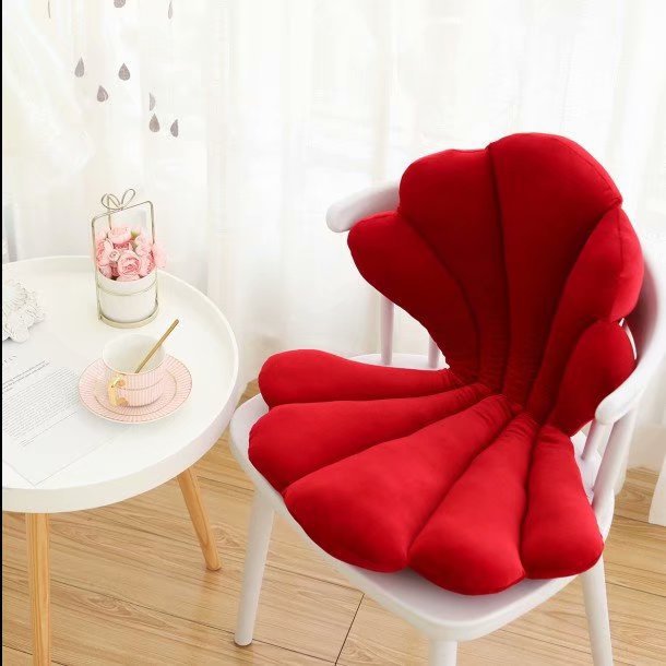 Luxurious Velvet Seal Shell Chair Cushion Rose Seat Pillow