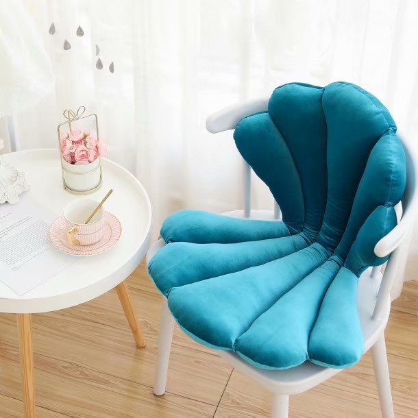 Luxurious Velvet Seal Shell Chair Cushion Rose Seat Pillow