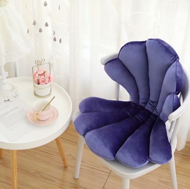 Luxurious Velvet Seal Shell Chair Cushion Rose Seat Pillow