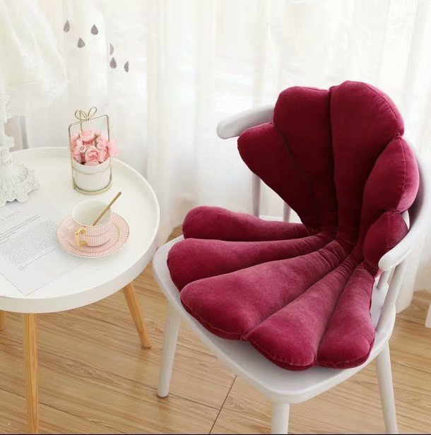 Luxurious Velvet Seal Shell Chair Cushion Rose Seat Pillow