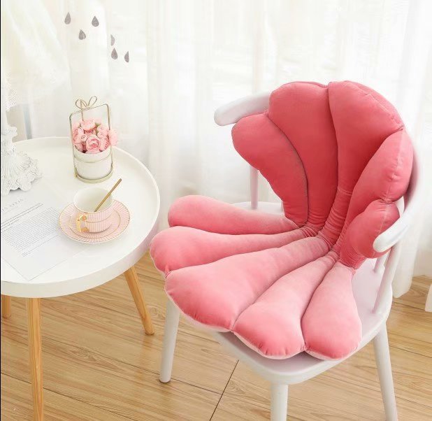 Luxurious Velvet Seal Shell Chair Cushion Rose Seat Pillow