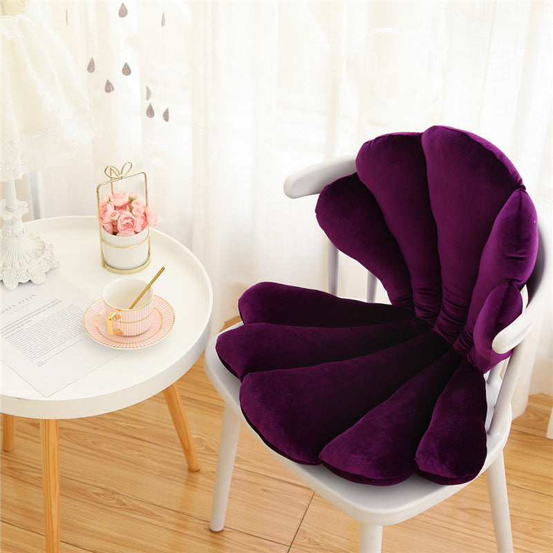 Luxurious Velvet Seal Shell Chair Cushion Rose Seat Pillow