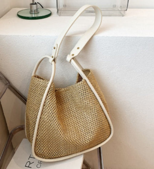 WeaveEase™ – Two-Tone Contrast Woven Shoulder Bag