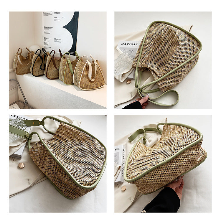 WeaveEase™ – Two-Tone Contrast Woven Shoulder Bag