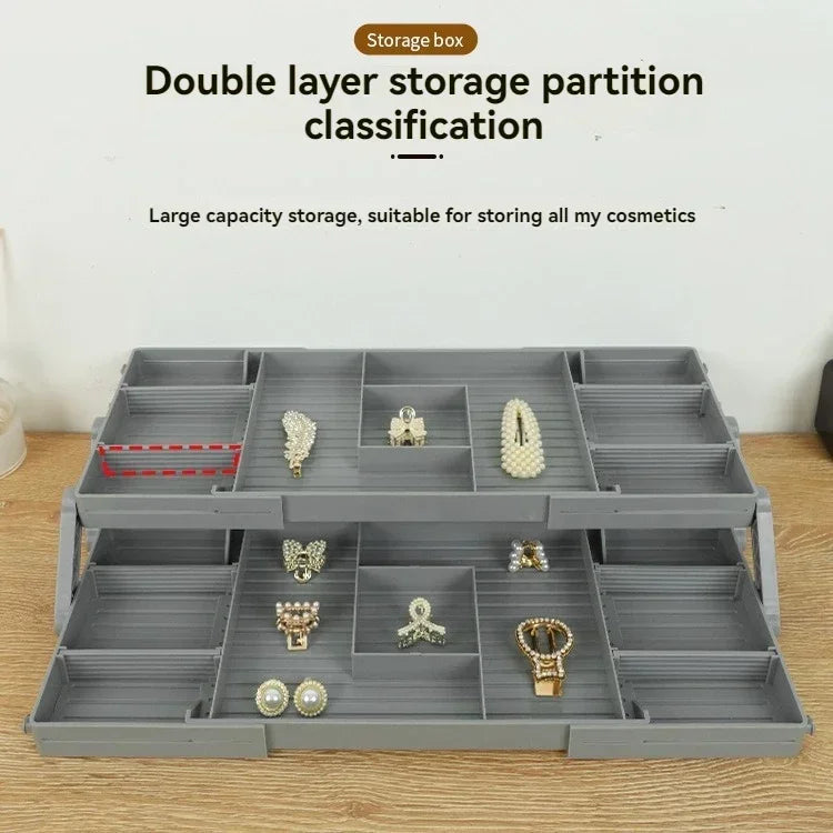 3 Tier Folding Drawer Organiser Expandable Multi-Layer Organiser Tray