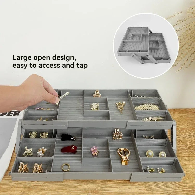 3 Tier Folding Drawer Organiser Expandable Multi-Layer Organiser Tray