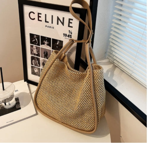 WeaveEase™ – Two-Tone Contrast Woven Shoulder Bag