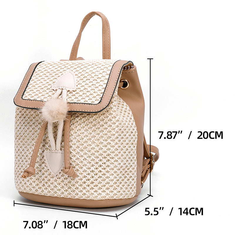 Bellique™ – Woven PU Leather Backpack with Fur Accent