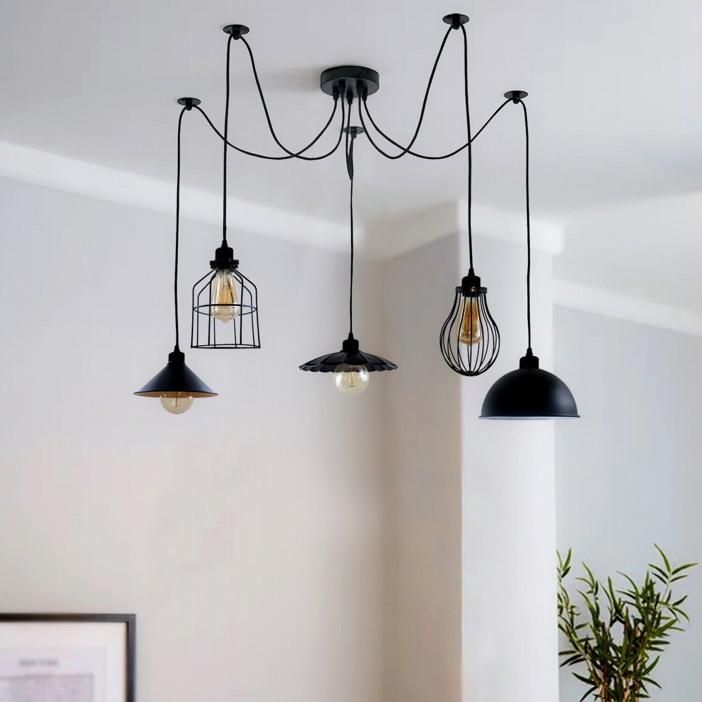 5Way Vintage Industrial Ceiling Lamp Shade Chandelier Retro Spider
