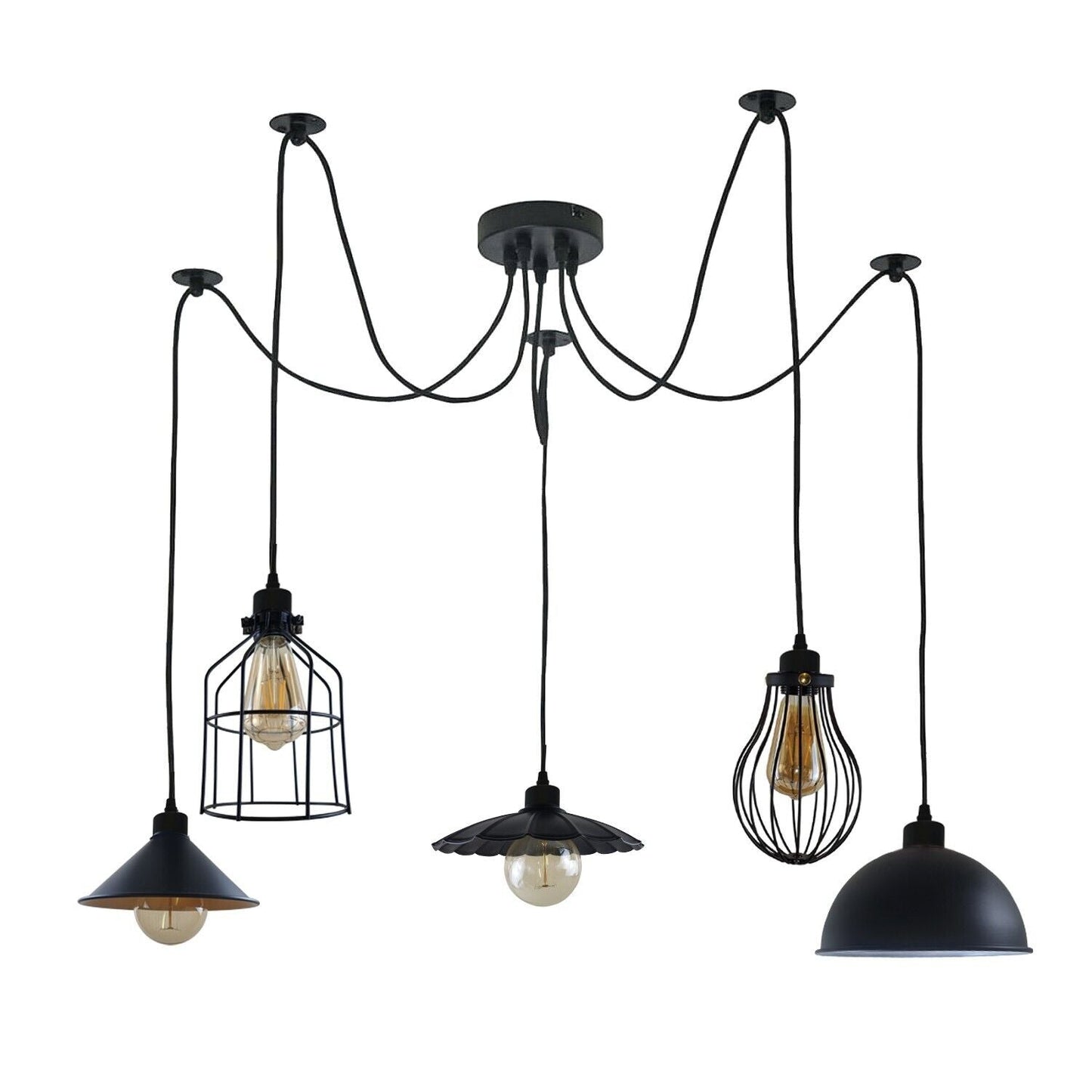 5Way Vintage Industrial Ceiling Lamp Shade Chandelier Retro Spider