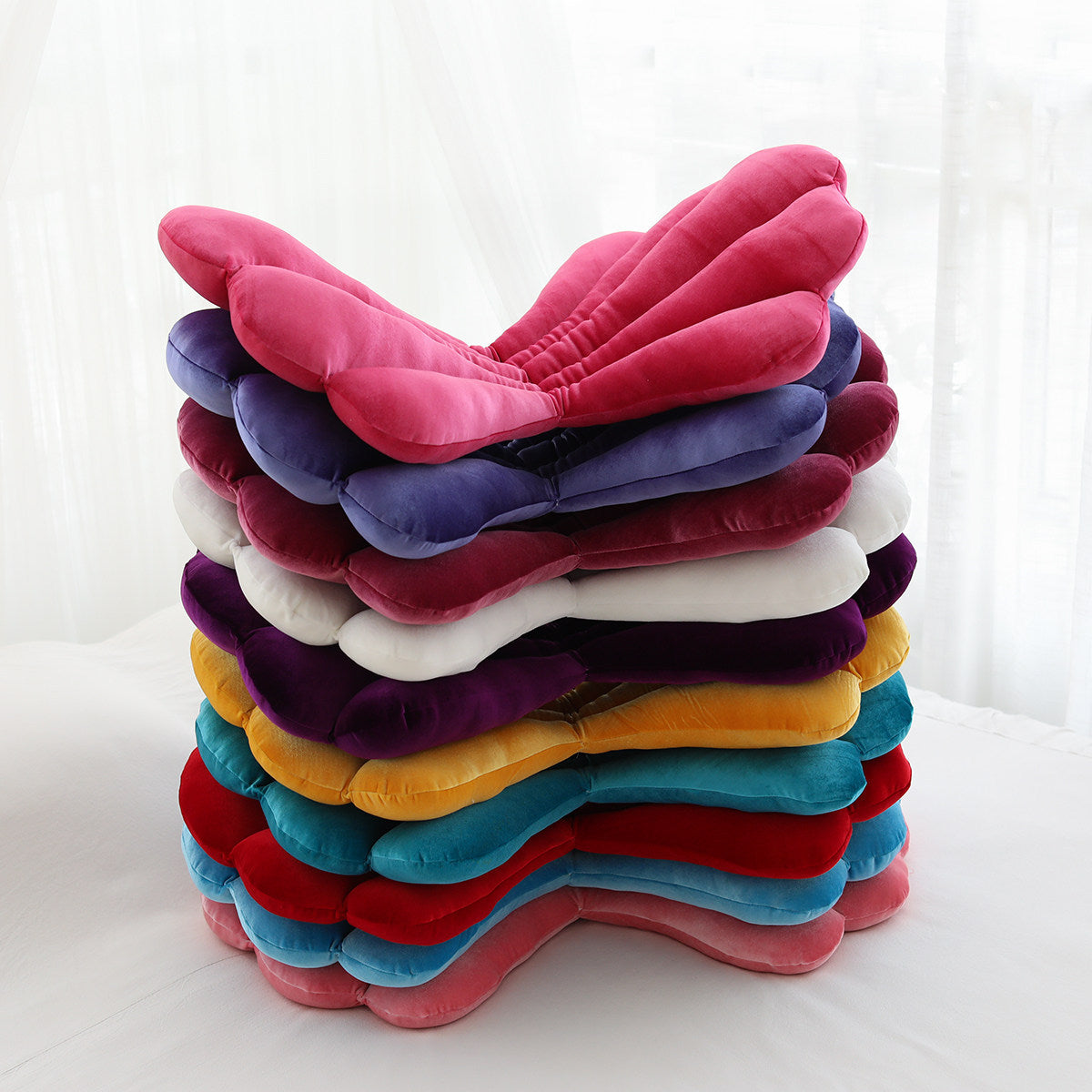 Luxurious Velvet Seal Shell Chair Cushion Rose Seat Pillow