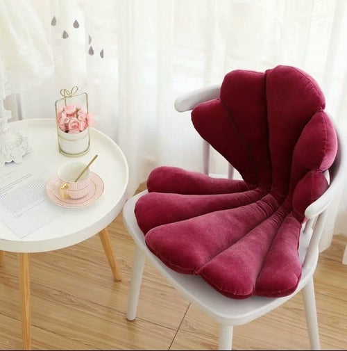 Luxurious Velvet Seal Shell Chair Cushion Rose Seat Pillow