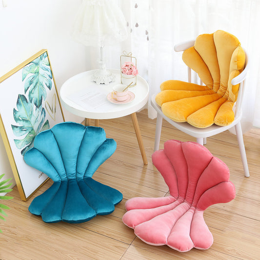 Luxurious Velvet Seal Shell Chair Cushion Rose Seat Pillow