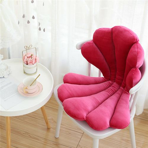 Luxurious Velvet Seal Shell Chair Cushion Rose Seat Pillow