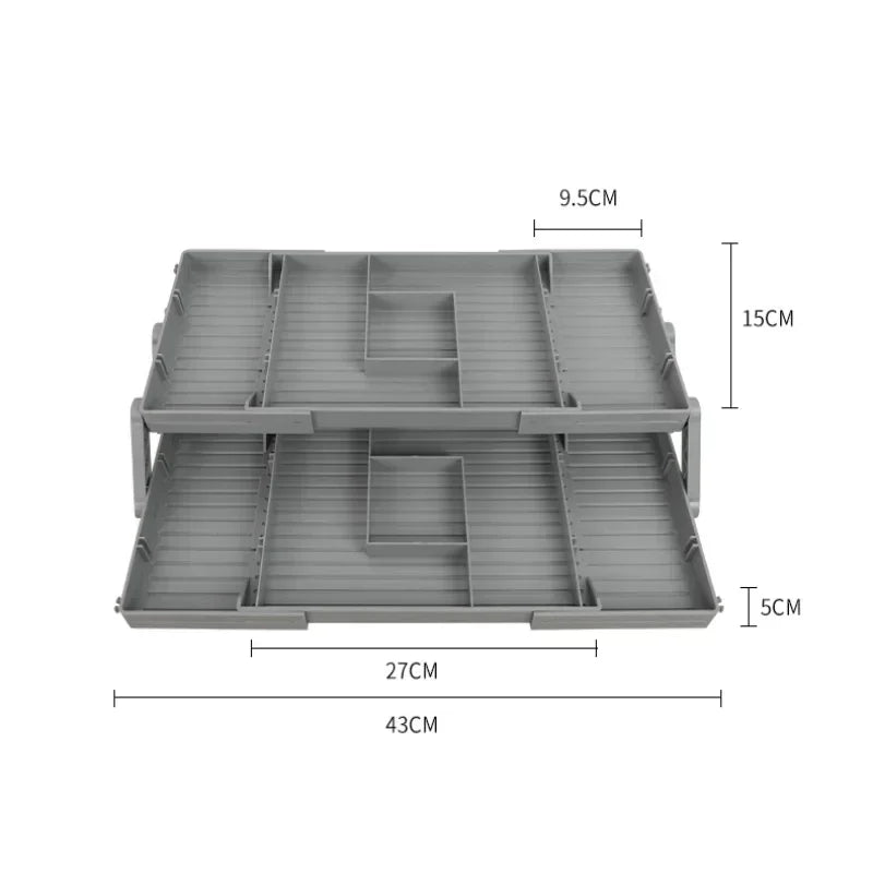 3 Tier Folding Drawer Organiser Expandable Multi-Layer Organiser Tray