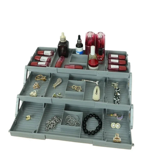 3 Tier Folding Drawer Organiser Expandable Multi-Layer Organiser Tray